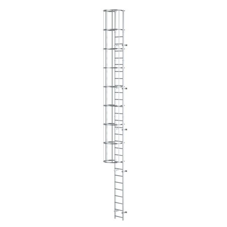 EINLÄUFIGE LEITER MIT SCHUTZKORB BIS ZU 6-8 M