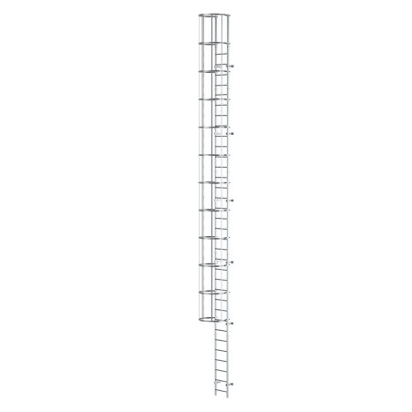 EINLÄUFIGE LEITER MIT SCHUTZKORB BIS ZU 8-10 M
