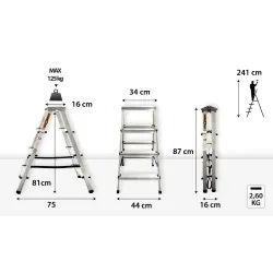 HOME-ALUMINIUMLEITER DOPPELSEITIG 4 STUFEN 125 KG