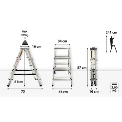 HOME-ALUMINIUMLEITER DOPPELSEITIG 4 STUFEN 125 KG HOME-ALUMINIUMLEITER DOPPELSEITIG 4 STUFEN 125 KG