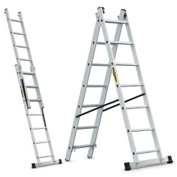 PRO-ALUMINIUMLEITER 2-TEILIG 2X7 SPROSSEN 150 KG