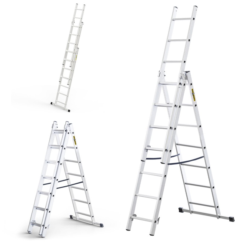 HOME-ALUMINIUMLEITER 3-TEILIG 3X7 SPROSSEN 150 KG HOME-ALUMINIUMLEITER 3-TEILIG 3X7 SPROSSEN 150 KG