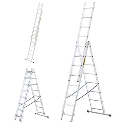 HOME-ALUMINIUMLEITER 3-TEILIG 3X8 SPROSSEN 150 KG