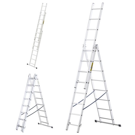 HOME-ALUMINIUMLEITER 3-TEILIG 3X8 SPROSSEN 150 KG
