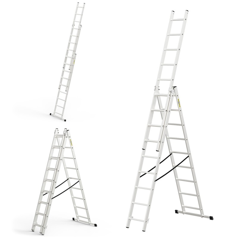 HOME-ALUMINIUMLEITER 3-TEILIG 3X9 SPROSSEN 150 KG HOME-ALUMINIUMLEITER 3-TEILIG 3X9 SPROSSEN 150 KG