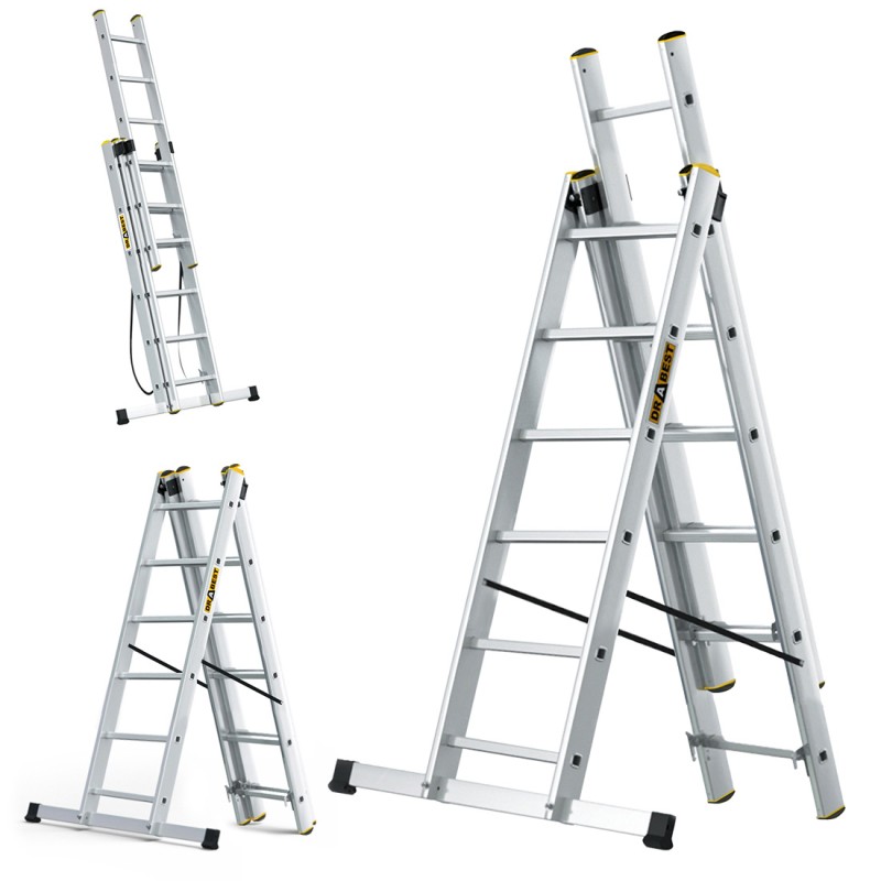 PRO-Aluminiumleiter 3-teilig 3X6 Sprossen 150 Kg PRO-Aluminiumleiter 3-teilig 3X6 Sprossen 150 Kg