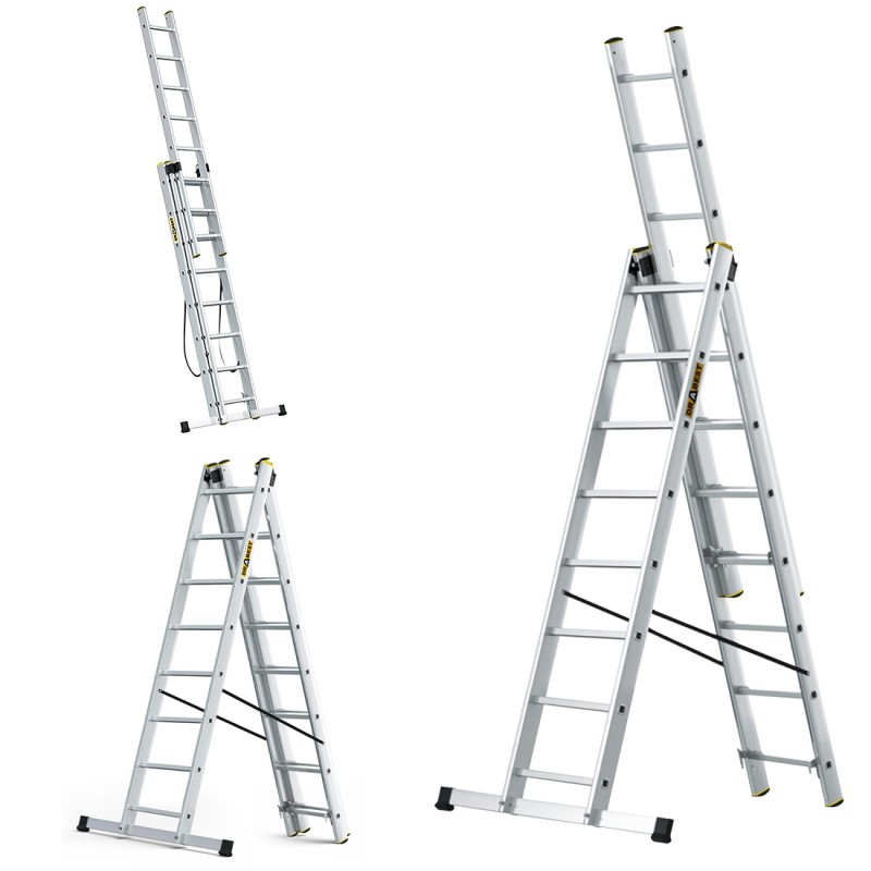 PRO-ALUMINIUMLEITER 3-TEILIG 3X8 SPROSSEN 150 KG PRO-ALUMINIUMLEITER 3-TEILIG 3X8 SPROSSEN 150 KG