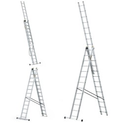 PRO-ALUMINIUMLEITER 3-TEILIG 3X13 SPROSSEN 150 KG PRO-ALUMINIUMLEITER 3-TEILIG 3X13 SPROSSEN 150 KG