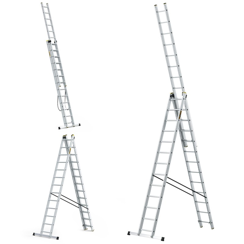 PRO-ALUMINIUMLEITER 3-TEILIG 3X13 SPROSSEN 150 KG PRO-ALUMINIUMLEITER 3-TEILIG 3X13 SPROSSEN 150 KG