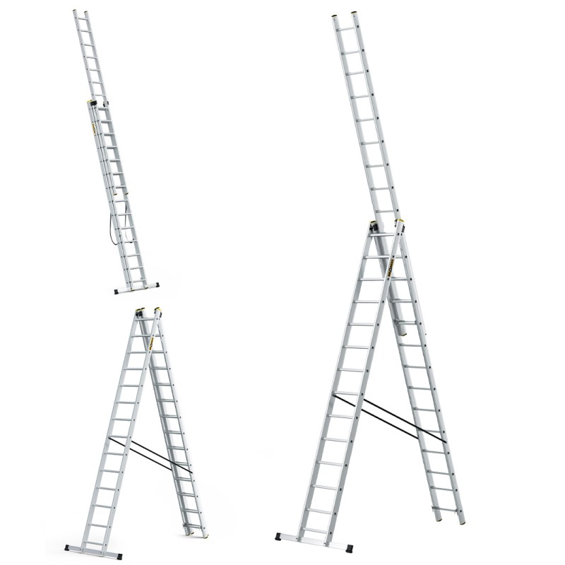 PRO-ALUMINIUMLEITER 3-TEILIG 3X14 SPROSSEN 150 KG PRO-ALUMINIUMLEITER 3-TEILIG 3X14 SPROSSEN 150 KG