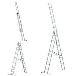 PRO-ALUMINIUMLEITER 3-TEILIG 3X16 SPROSSEN 150 KG