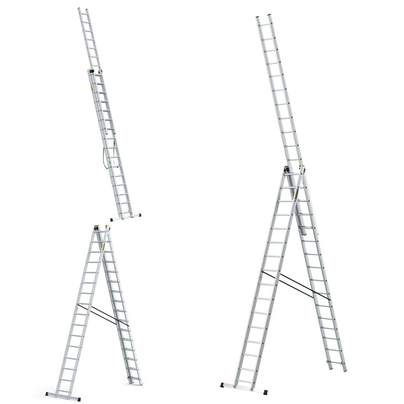PRO-Aluminiumleiter 3-teilig 3X16 Sprossen 150 Kg PRO-Aluminiumleiter 3-teilig 3X16 Sprossen 150 Kg