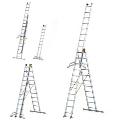 MAX-ALUMINIUMLEITER 3-TEILIG 3X11 SPROSSEN 150 KG