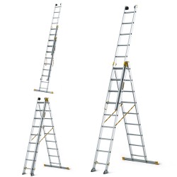 MAX-ALUMINIUMLEITER 3-TEILIG 3X9 SPROSSEN 150 KG