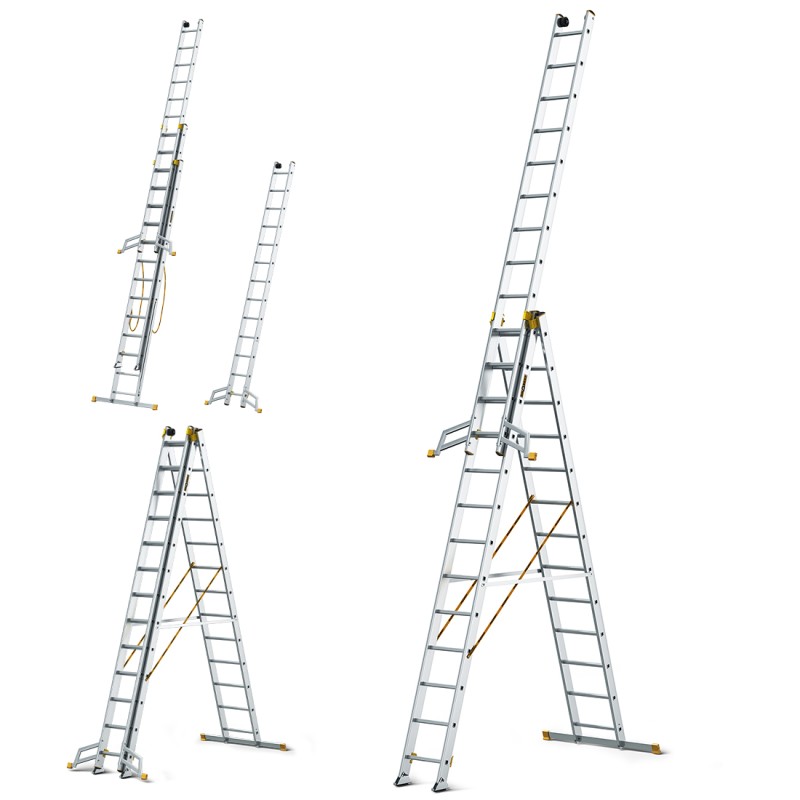 MAX-ALUMINIUMLEITER 3-TEILIG 3X13 SPROSSEN 150 KG MAX-ALUMINIUMLEITER 3-TEILIG 3X13 SPROSSEN 150 KG