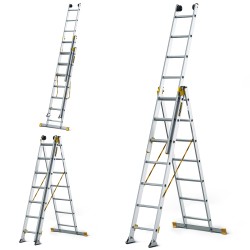 MAX-ALUMINIUMLEITER 3-TEILIG 3X7 SPROSSEN 150 KG