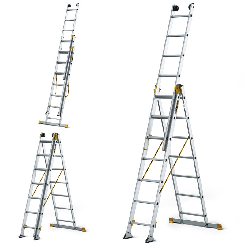 MAX-ALUMINIUMLEITER 3-TEILIG 3X7 SPROSSEN 150 KG MAX-ALUMINIUMLEITER 3-TEILIG 3X7 SPROSSEN 150 KG