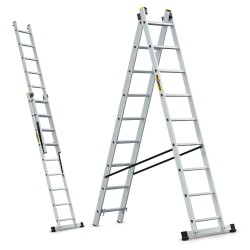 PRO-ALUMINIUMLEITER 2-TEILIG 2X9 SPROSSEN 150 KG