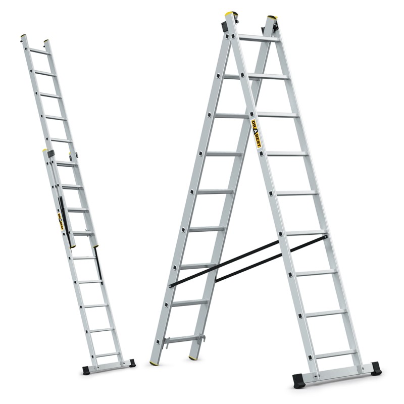 PRO-Aluminiumleiter 2-teilig 2X9 Sprossen 150 Kg PRO-Aluminiumleiter 2-teilig 2X9 Sprossen 150 Kg