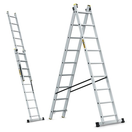 PRO-Aluminiumleiter 2-teilig 2X9 Sprossen 150 Kg