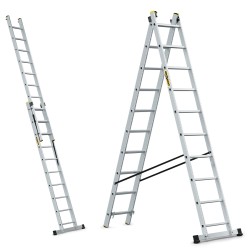 PRO-ALUMINIUMLEITER 2-TEILIG 2X10 SPROSSEN 150 KG