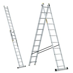 PRO-ALUMINIUMLEITER 2-TEILIG 2X11 SPROSSEN 150 KG