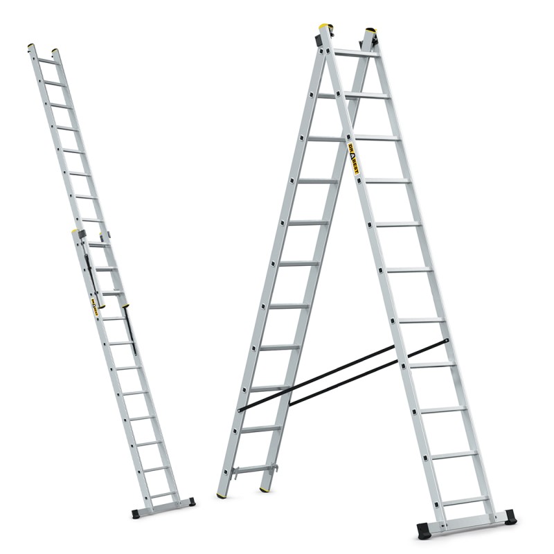 PRO-Aluminiumleiter 2-teilig 2X11 Sprossen 150 Kg