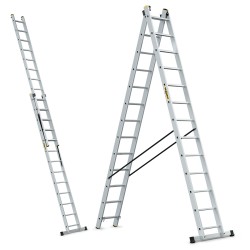 PRO-ALUMINIUMLEITER 2-TEILIG 2X13 SPROSSEN 150 KG