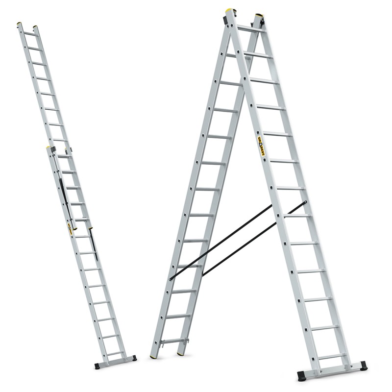 PRO-Aluminiumleiter 2-teilig 2X13 Sprossen 150 Kg PRO-Aluminiumleiter 2-teilig 2X13 Sprossen 150 Kg