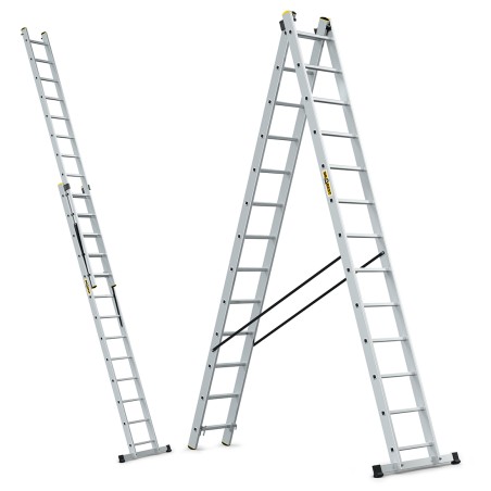 PRO-Aluminiumleiter 2-teilig 2X13 Sprossen 150 Kg