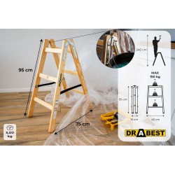 PRO-Holzleiter 3 Stufen 150 Kg Malerleiter