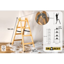 PRO-Holzleiter 4 Stufen 150 Kg Malerleiter