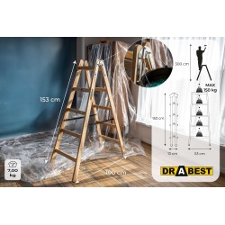 PRO-Holzleiter 5 Stufen 150 Kg Malerleiter