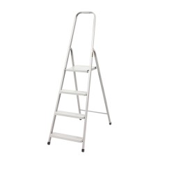 HOME-Stahlleiter 4 Stufen 125 Kg – weiß