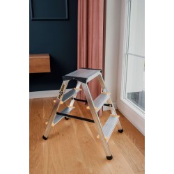 PRO-Aluminiumleiter zweiseitig 3 Stufen 150 Kg